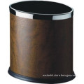 Durable Brown Leather Hotel Waste Bin